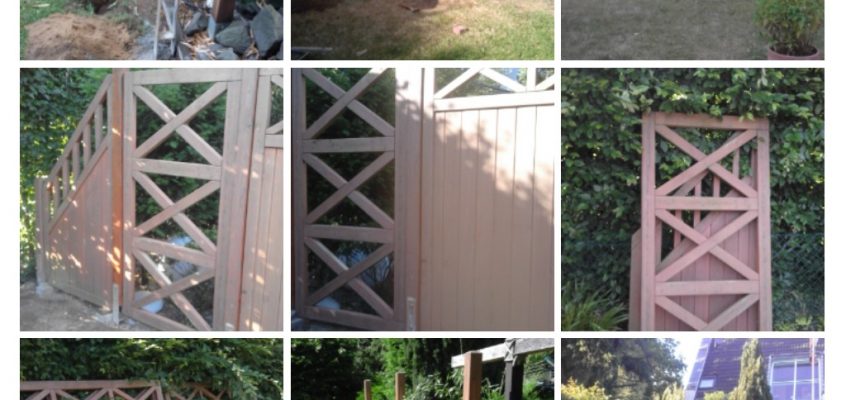 Hausmeisterservice – Gartenpflege – Aufstellen eines Sichtschutzzaunes aus Lärchenholz mit 90er und 180er Elementen